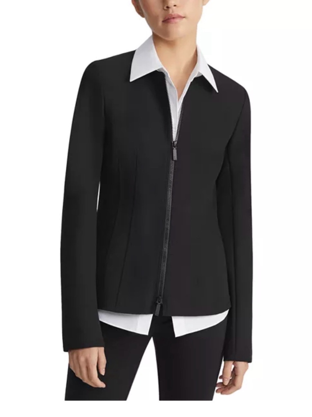 Lafayette 148 New York Black double Zip-Front Women's Jacket classic staple
